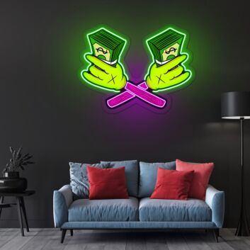 Money Cartoon Neon Sign X Acrylic Artwork