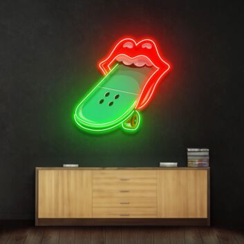 Lips Skateboard Led Neon Acrylic Artwork