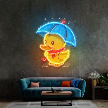 Duck Walking Under Rain Led Neon Sign Light Pop Art
