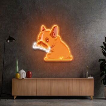 Dog Gnawing Bone Led Neon Sign Light Pop Art
