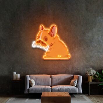Dog Gnawing Bone Led Neon Sign Light Pop Art