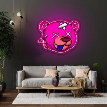 Dead Bear Cartoon Neon Sign X Acrylic Artwork