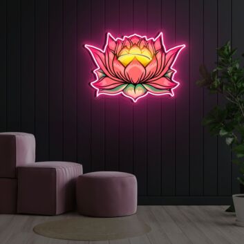 Lotus Flower Neon X Acrylic Artwork