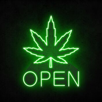 Customize Large Leaf Green Open Neon Signs