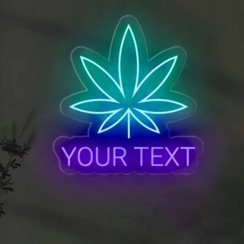 Custom Cannabis Leaf with Text LED Neon Sign