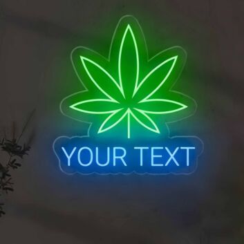 Custom Cannabis Leaf with Text LED Neon Sign