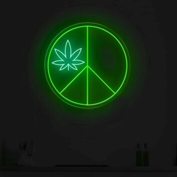 Cannabis Leaf Peace Sign LED Neon Sign