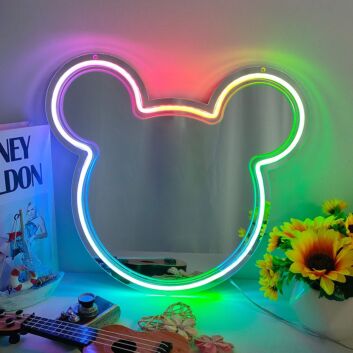 Cuddly Bear Mirror Neon Signs