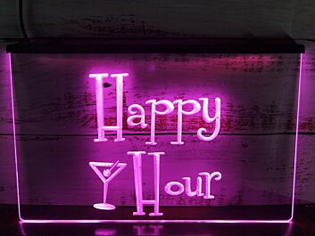 Happy Hour Martini Glass Hanging Neon Sign