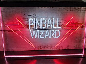 Pinball Wizard Two Tone Hanging Neon Sign
