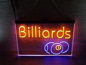 Billiards Two Tone Hanging Neon Sign