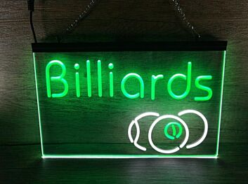 Billiards Two Tone Hanging Neon Sign