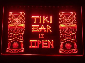 Tiki Bar is Open Hanging Neon Sign