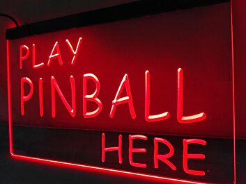 Play Pinball Here Hanging Neon Sign