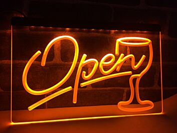 Open Wine Glass Hanging Neon Sign