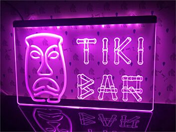 Tiki Bar Bamboo Mask Hanging Neon Sign
