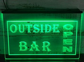 Outside Bar Open Hanging Neon Sign