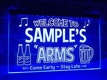 Welcome to Arms Personalized Hanging Neon Sign