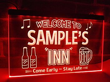 Welcome to My Inn Personalized Hanging Neon Sign