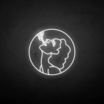 Smoking Woman Circle LED Neon Sign