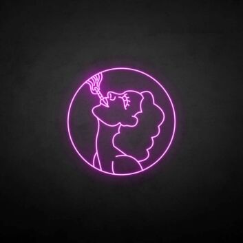 Smoking Woman Circle LED Neon Sign