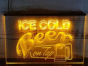 Ice Cold Beer on Tap Bar Hanging Neon Sign