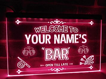 Beer, Pool &amp; Darts Bar Personalized Hanging Neon Sign