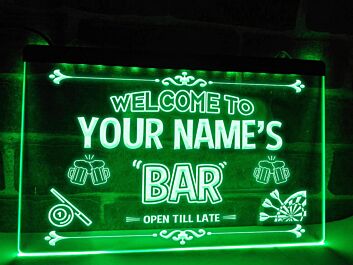 Beer, Pool & Darts Bar Personalized Hanging Neon Sign