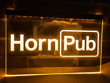 Horn Pub Bar Hanging Neon Sign