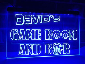 Game Room and Bar Personalized Hanging Neon Sign