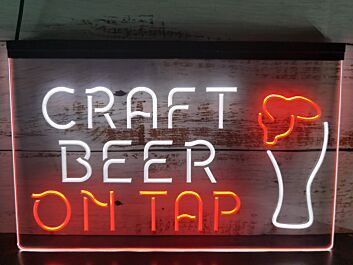 Craft Beer On Tap Two Tone Hanging Neon Sign