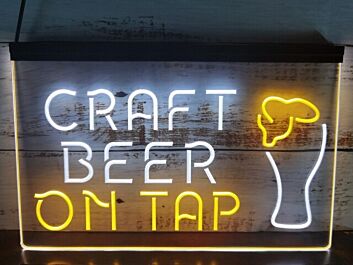 Craft Beer On Tap Two Tone Hanging Neon Sign