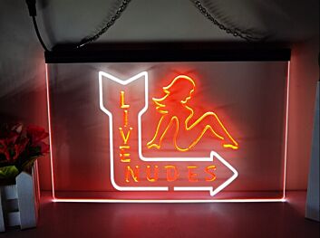 Live Nudes Two Tone Hanging Neon Sign
