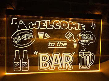 Welcome to the Bar Hanging Neon Sign