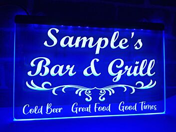 Bar and Grill Personalized Hanging Neon Sign
