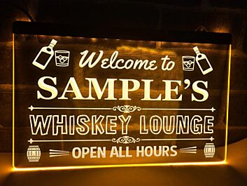 Welcome to My Whiskey Lounge Personalized Hanging Neon Sign