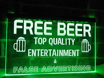 Free Beer Funny Hanging Neon Sign