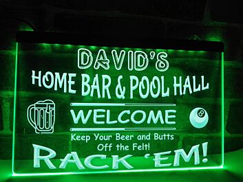 Home Bar and Pool Hall Personalized Hanging Neon Sign