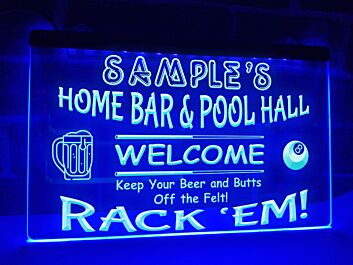 Home Bar and Pool Hall Personalized Hanging Neon Sign