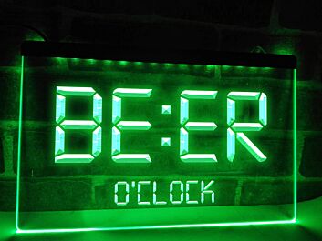 Beer O&#039;clock Bar Hanging Neon Sign