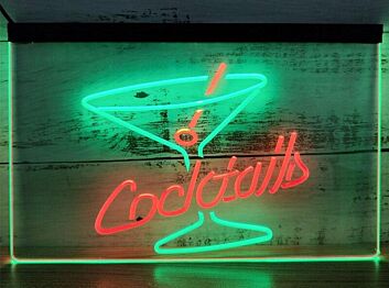 Cocktails Two Tone Hanging Neon Sign