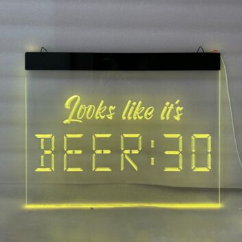 Looks like it's Beer Thirty Hanging Neon Sign
