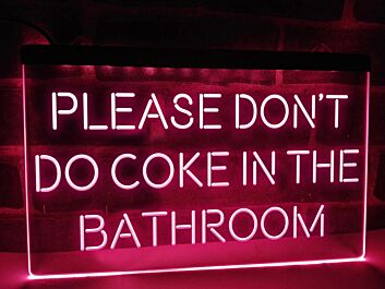 Please Don't Do Coke in the Bathroom Hanging Neon Sign