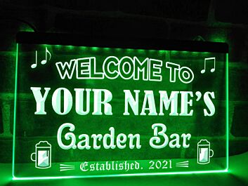 Garden Bar Personalized Hanging Neon Sign