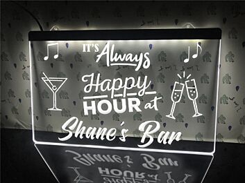 It&#039;s Always Happy Hour Personalized Hanging Neon Sign