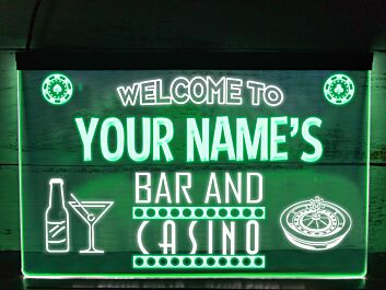Bar and Casino Two Tone Personalized Hanging Neon Sign