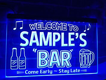 Welcome to My Bar Personalized Hanging Neon Sign