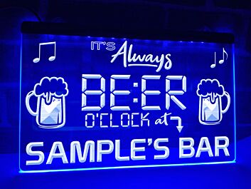 It's Always Beer O'clock at My Bar Personalized Hanging Neon Sign