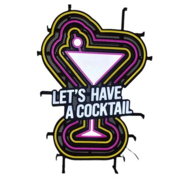 Let’s Have a Cocktail Iron Frame LED Neon Sign