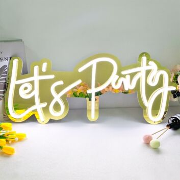 Let's Party Gold Backsplash Neon Signs